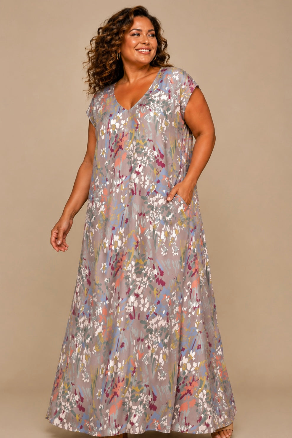 Vestido Largo Manga Mini LUCÍA Botánico