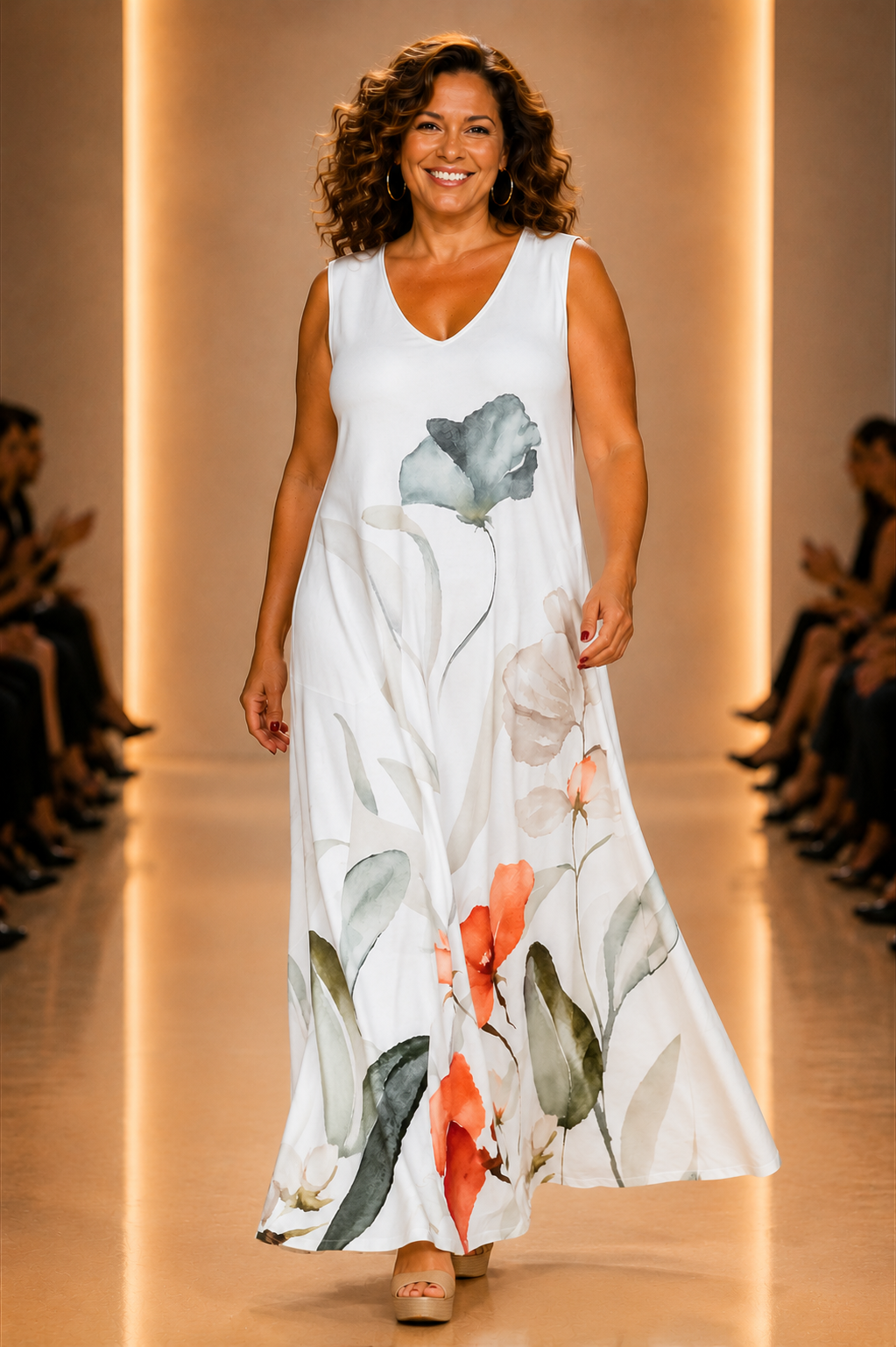 LUSET Long Dress with IKAT Print