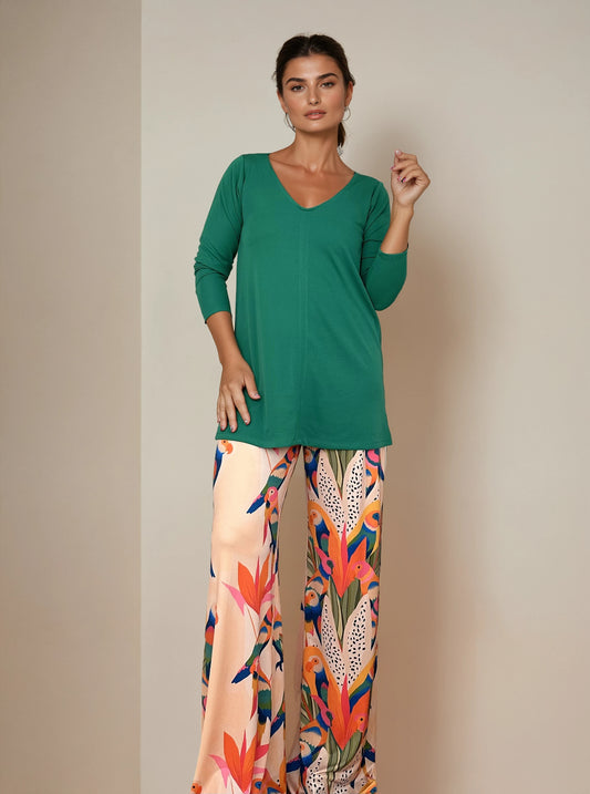 Top Largo Twist NIEVES Con Mangas Esmeralda