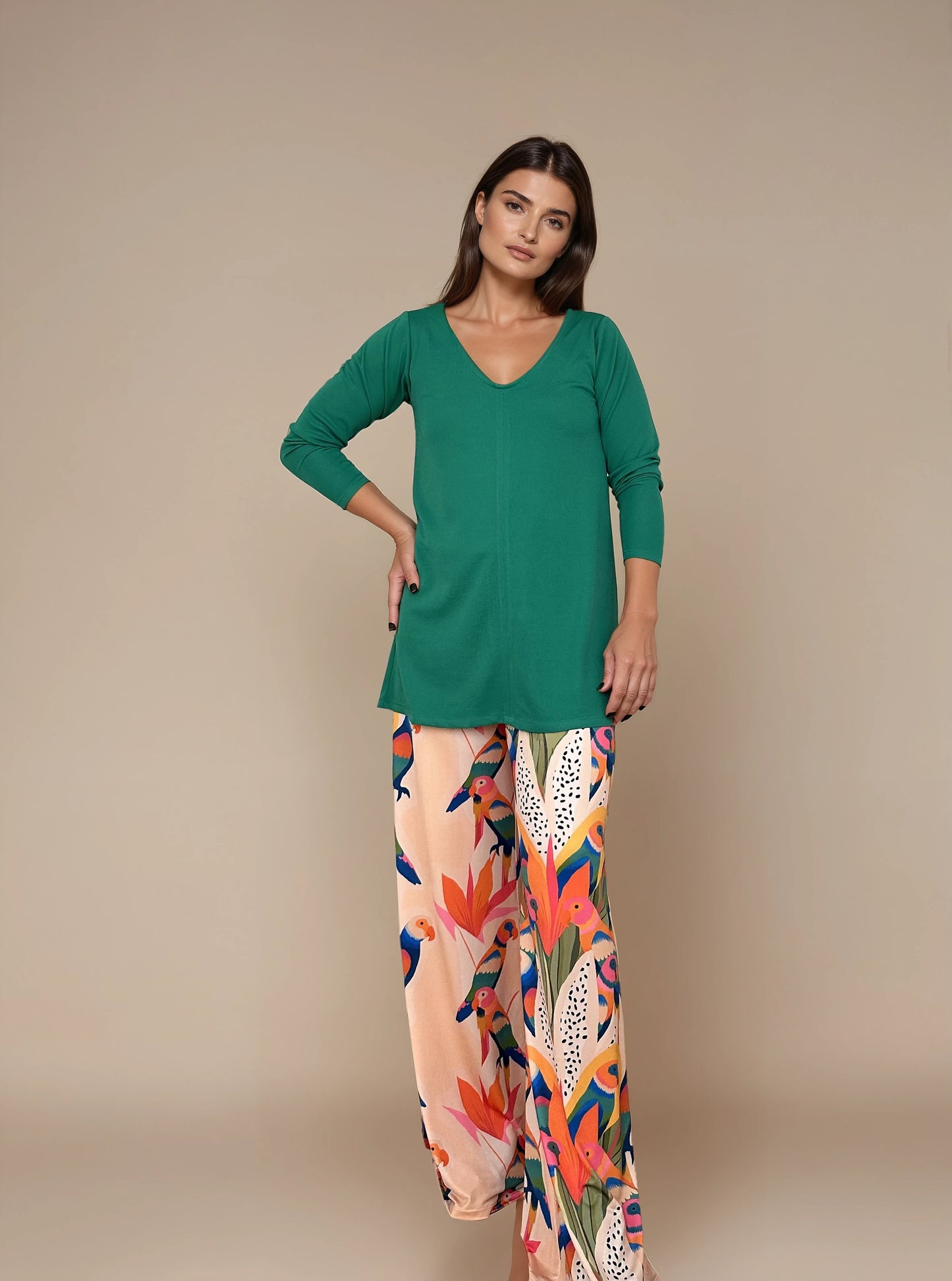 Top Largo Twist NIEVES Con Mangas Esmeralda
