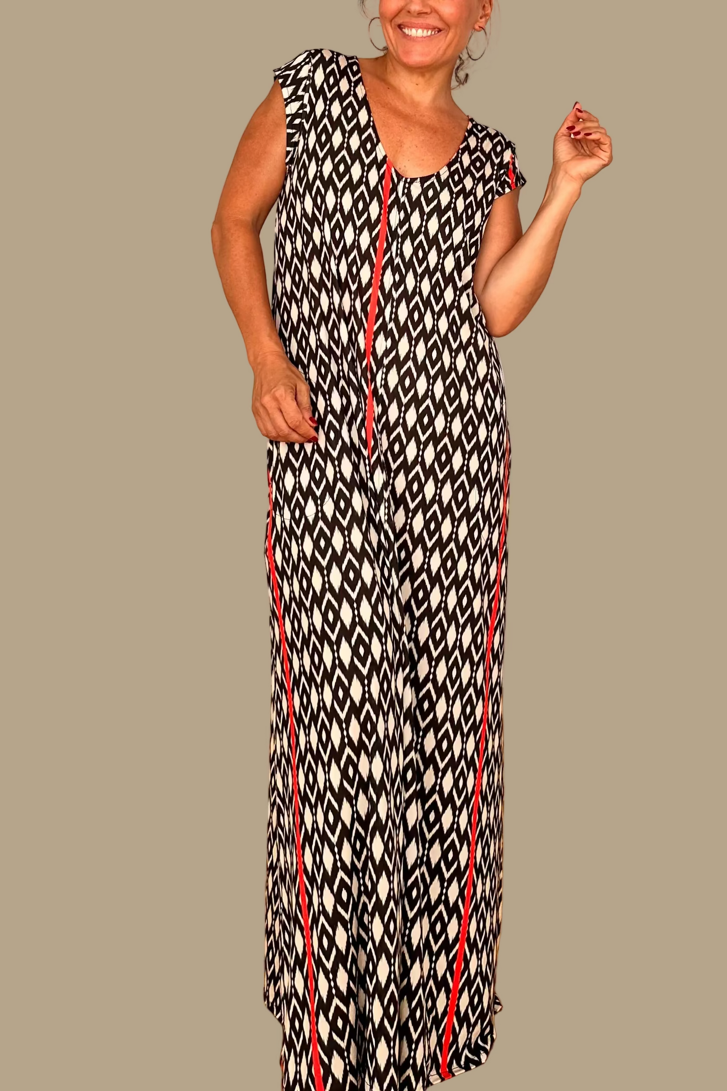 LUSET Long Dress with IKAT Print