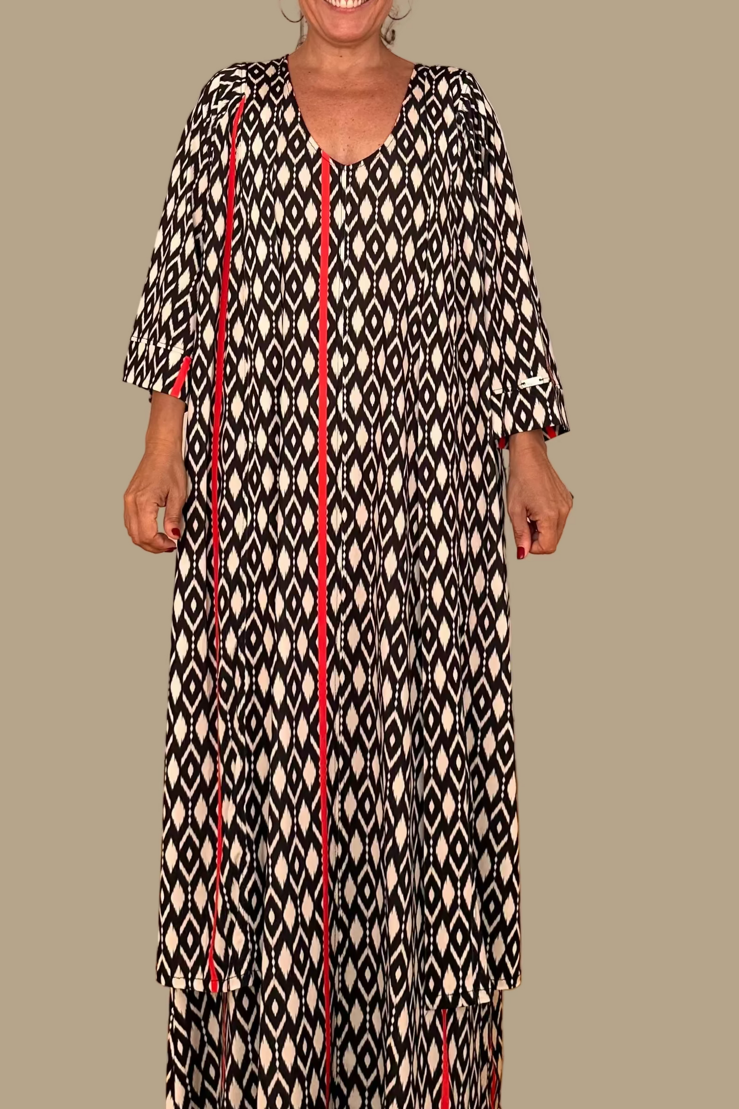 LUSET Long Dress with IKAT Print