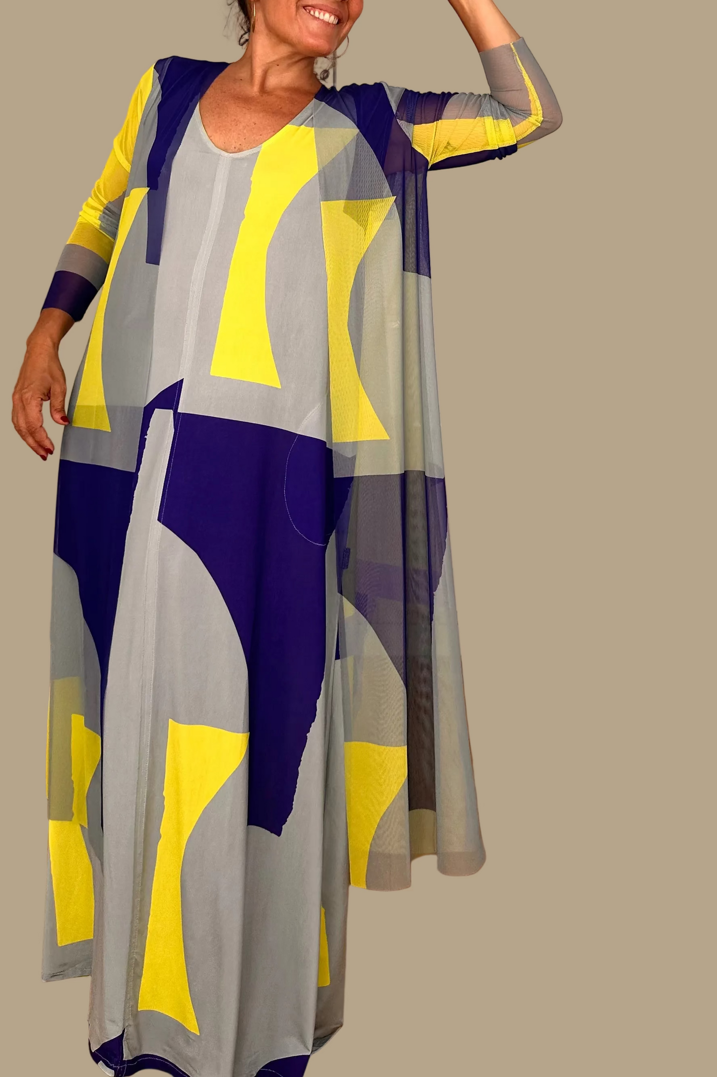 LUSET Long Dress with IKAT Print