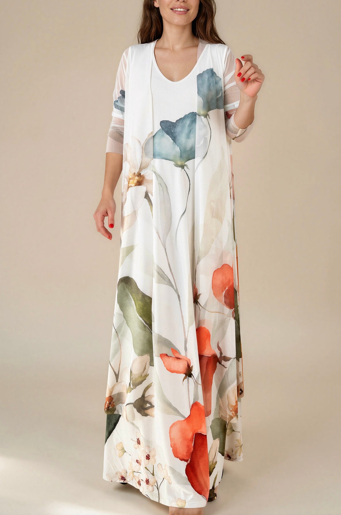 LUSET Long Dress with IKAT Print