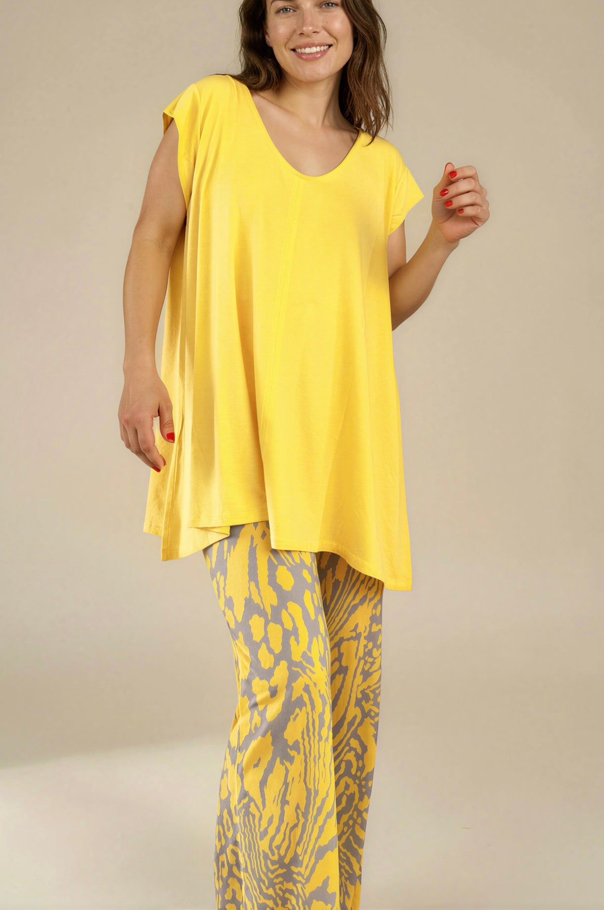 MANOLITA Trousers Geometric Curry Print