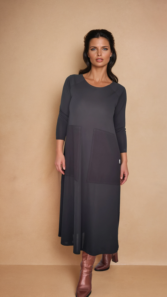 Vestido Largo LOLA Maxi Bolsillos Negro