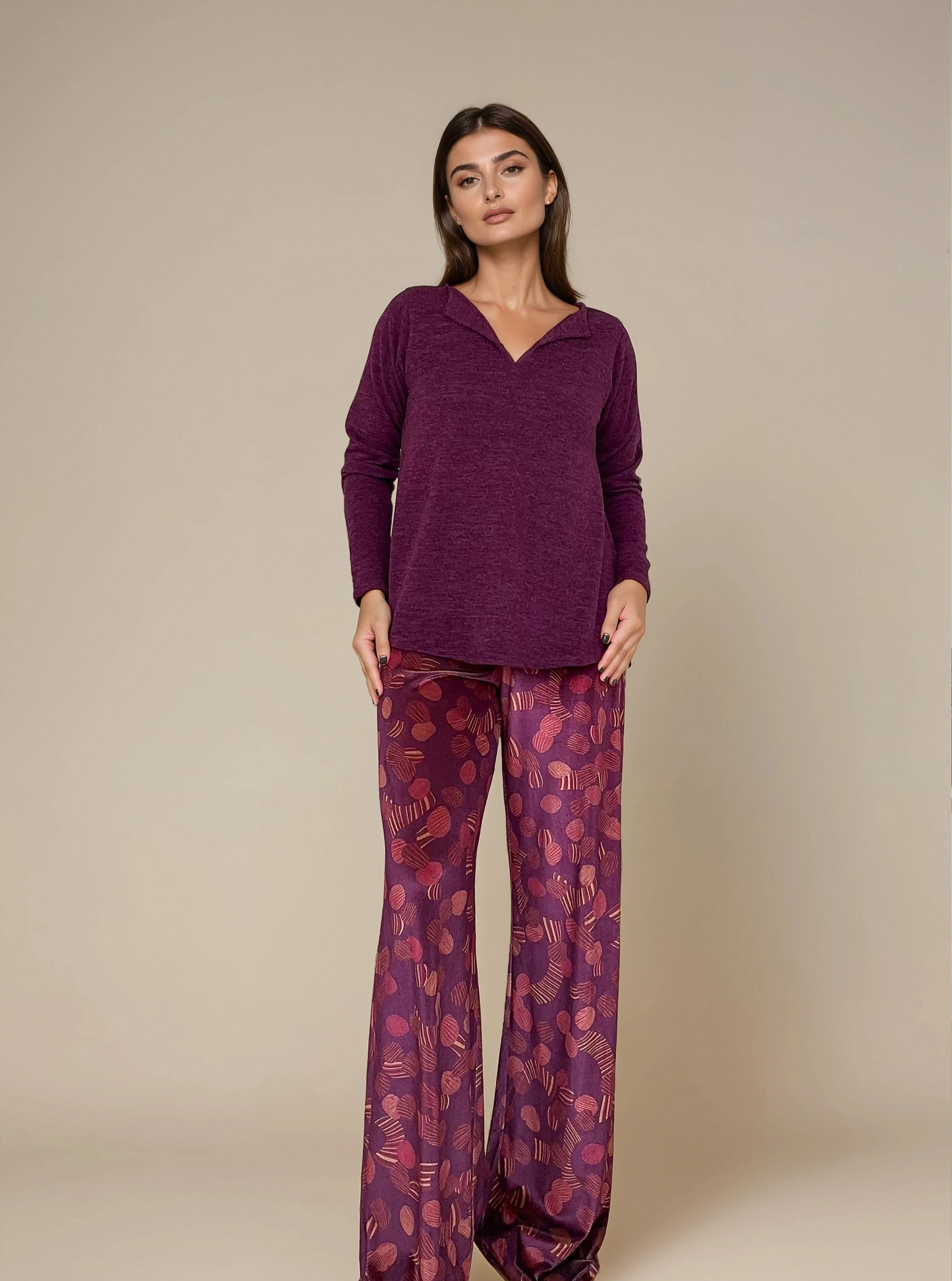 Pantalón Fluido Ancho VIRI Terciopelo Retro