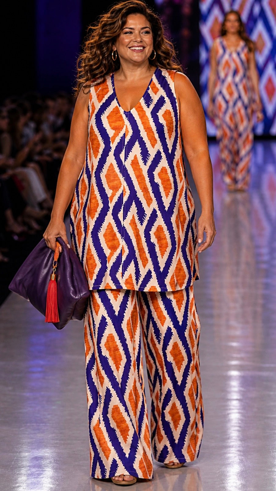 MANOLITA Trousers Geometric Curry Print