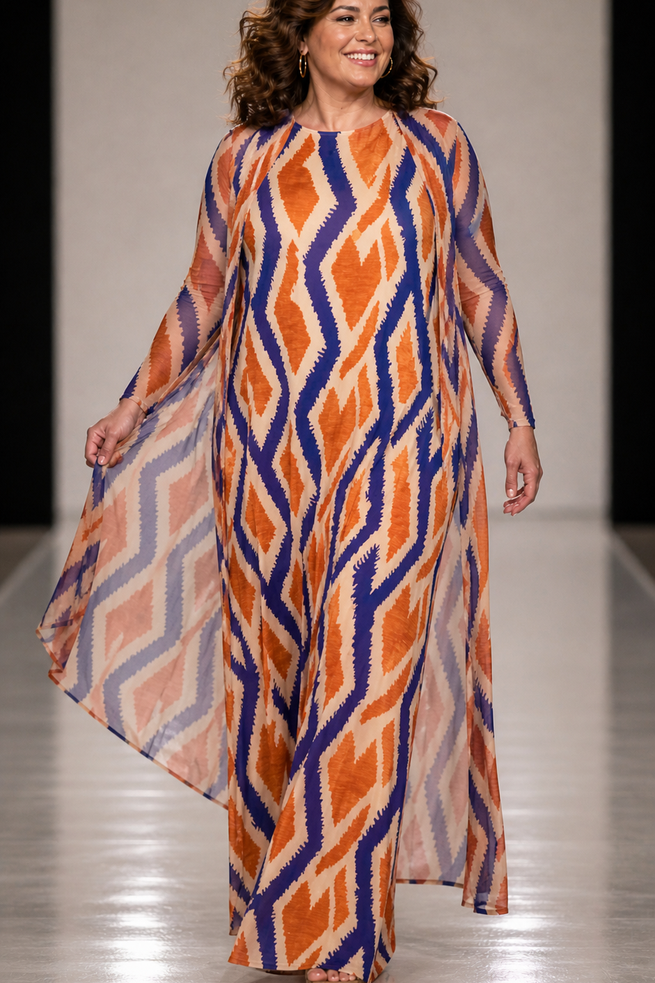 LUSET Long Dress with IKAT Print