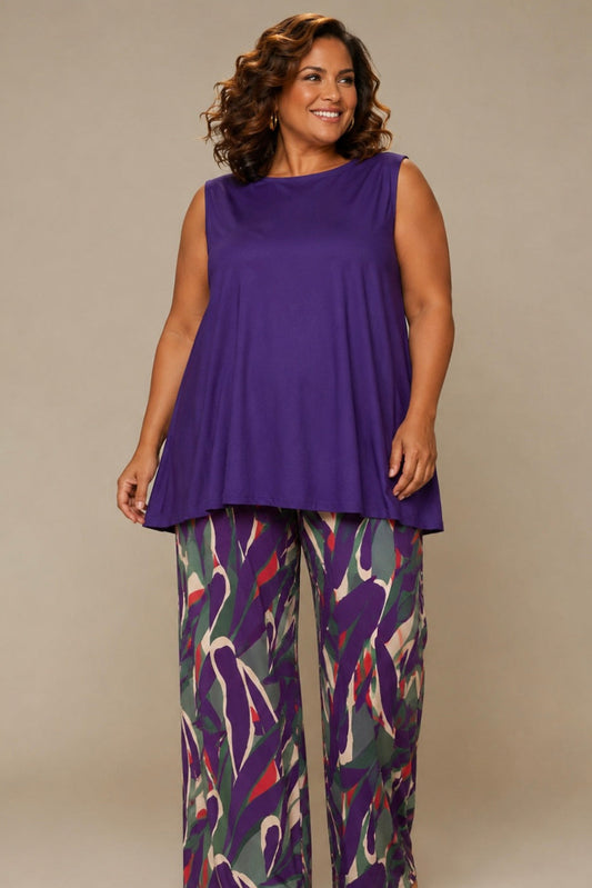 Top Largo Twist NIEVES Sin Mangas Púrpura-Tropical