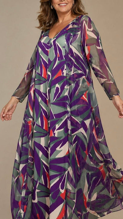 LUSET Long Dress with IKAT Print