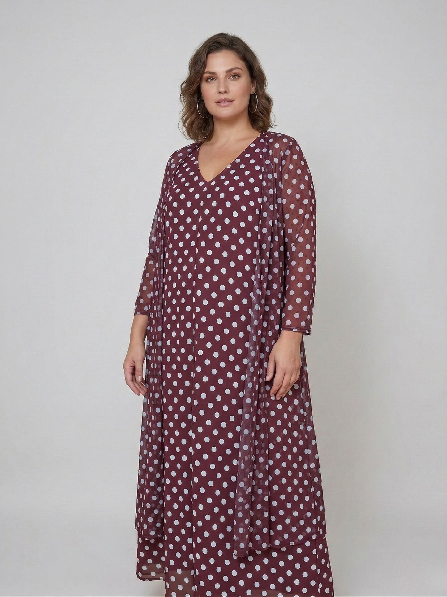 Vestido Largo Sin Mangas LUCÍA Lunar Celeste-Grana