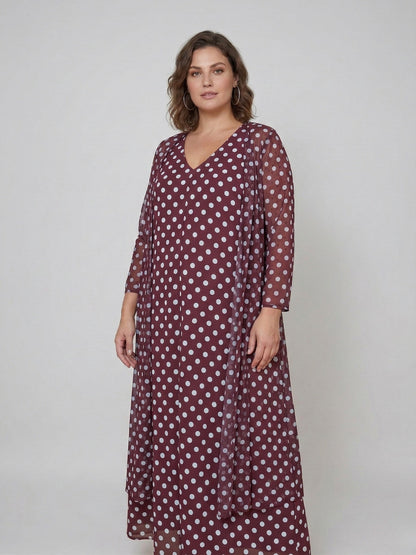 Vestido Largo Sin Mangas LUCÍA Lunar Celeste-Grana
