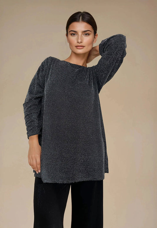 Top Evasé Manga Larga BEKSIN Malla Plata