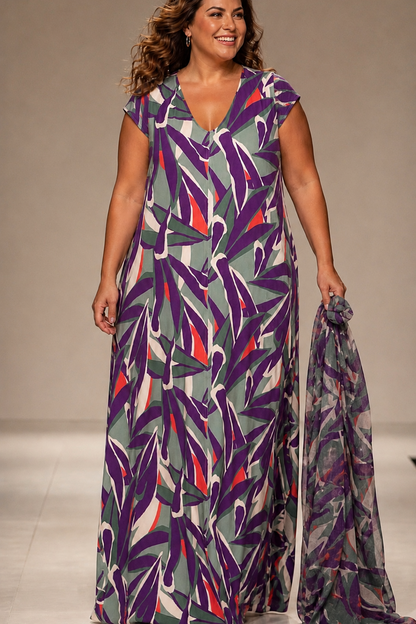 LUSET Long Dress with IKAT Print