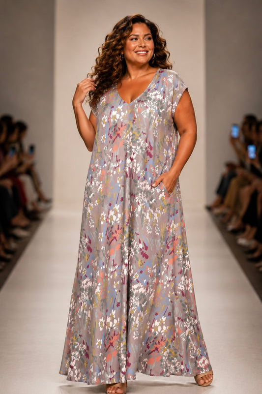 Vestido Largo Manga Mini LUCÍA Botánico