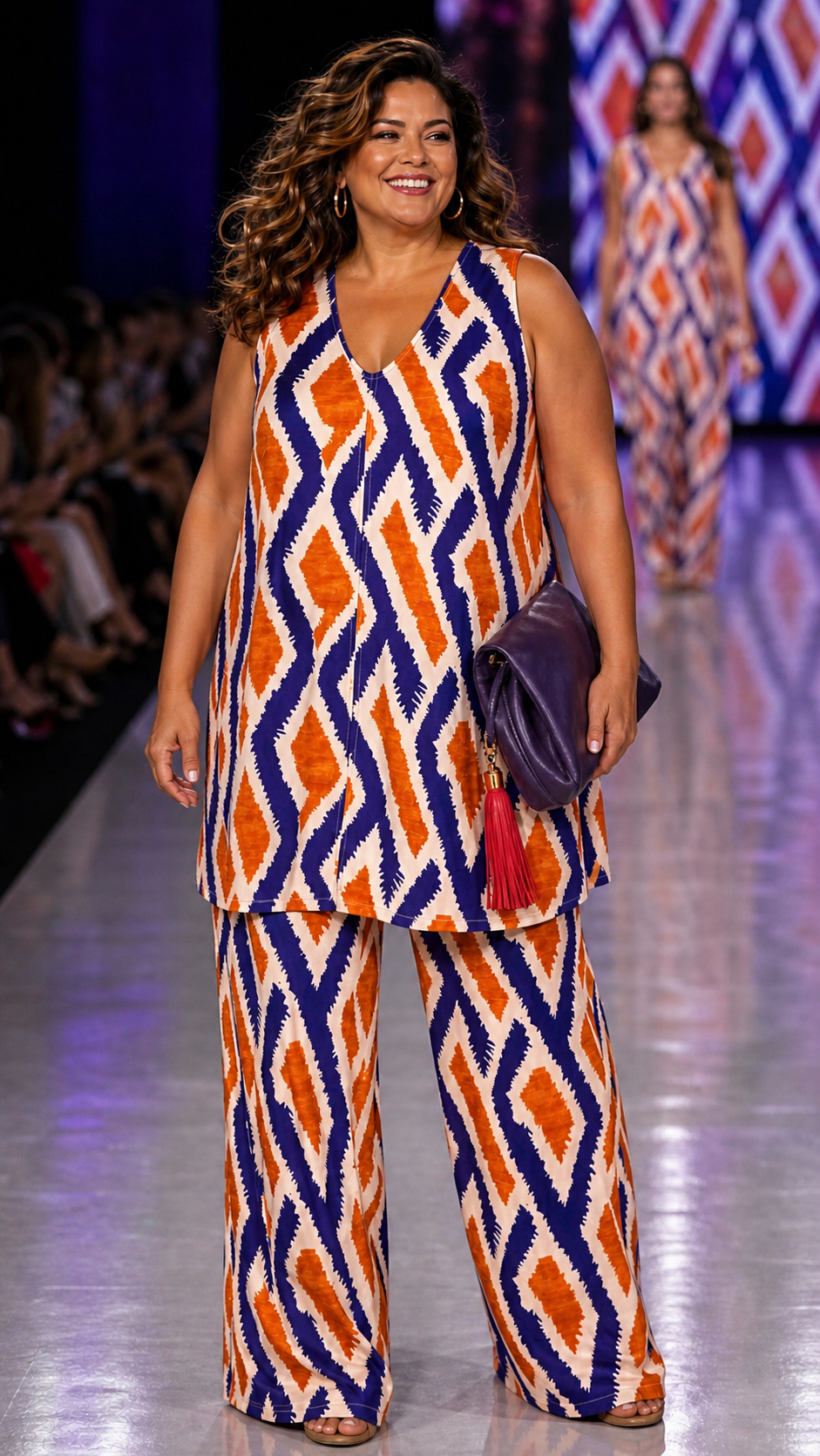 MANOLITA Trousers Geometric Curry Print