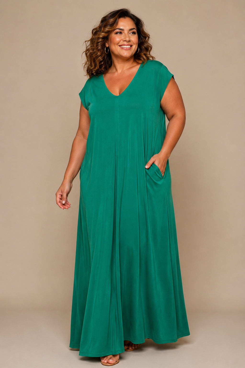 Vestido Largo Manga Mini LUCÍA Esmeralda