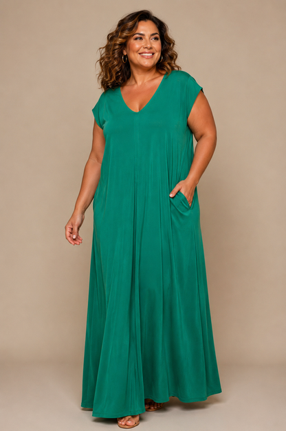 Vestido Largo Manga Mini LUCÍA Esmeralda