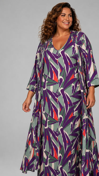 LUSET Long Dress with IKAT Print