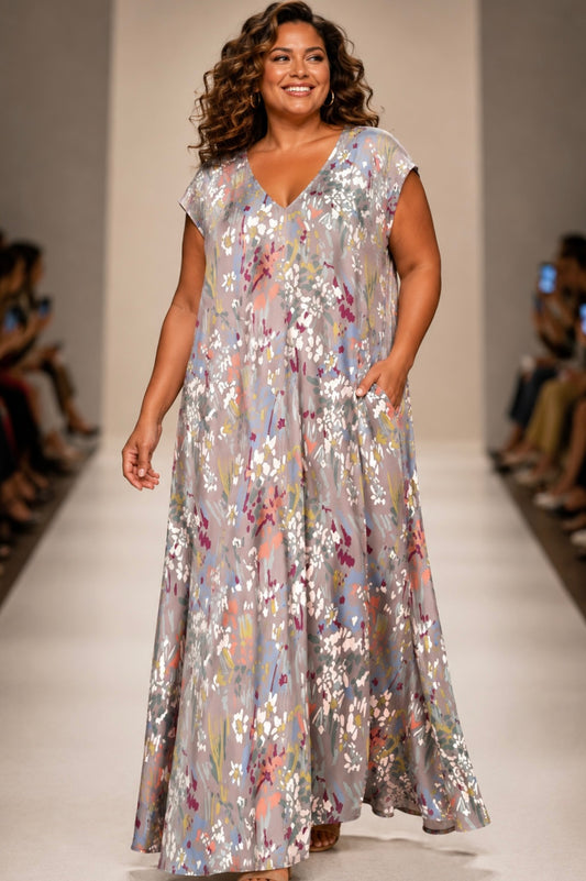 Vestido Largo Manga Mini LUCÍA Botánico