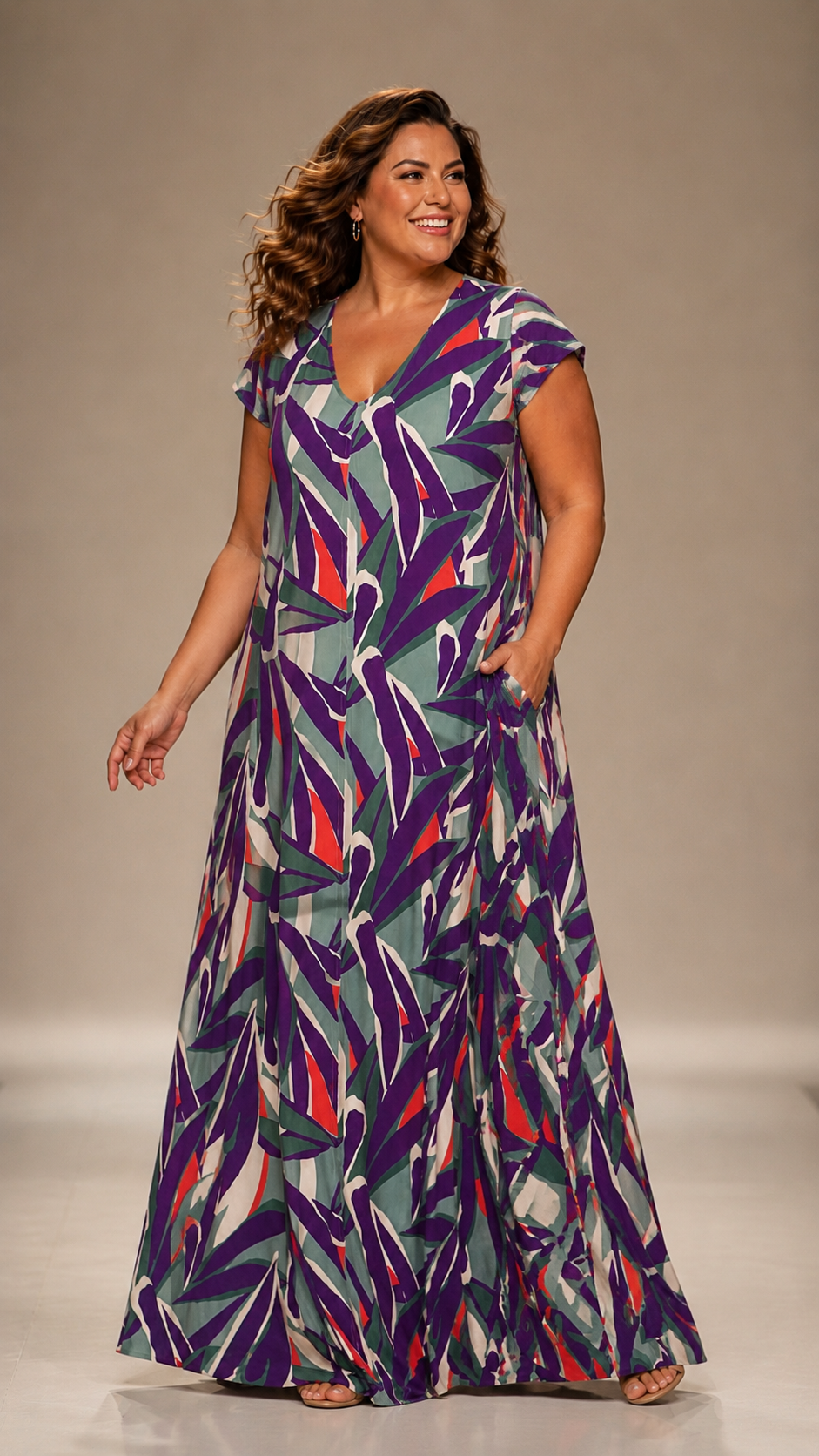 LUSET Long Dress with IKAT Print