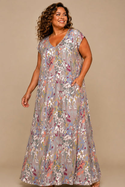 Vestido Largo Manga Mini LUCÍA Botánico