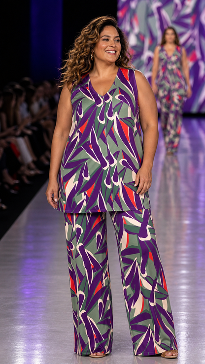 MANOLITA Trousers Geometric Curry Print