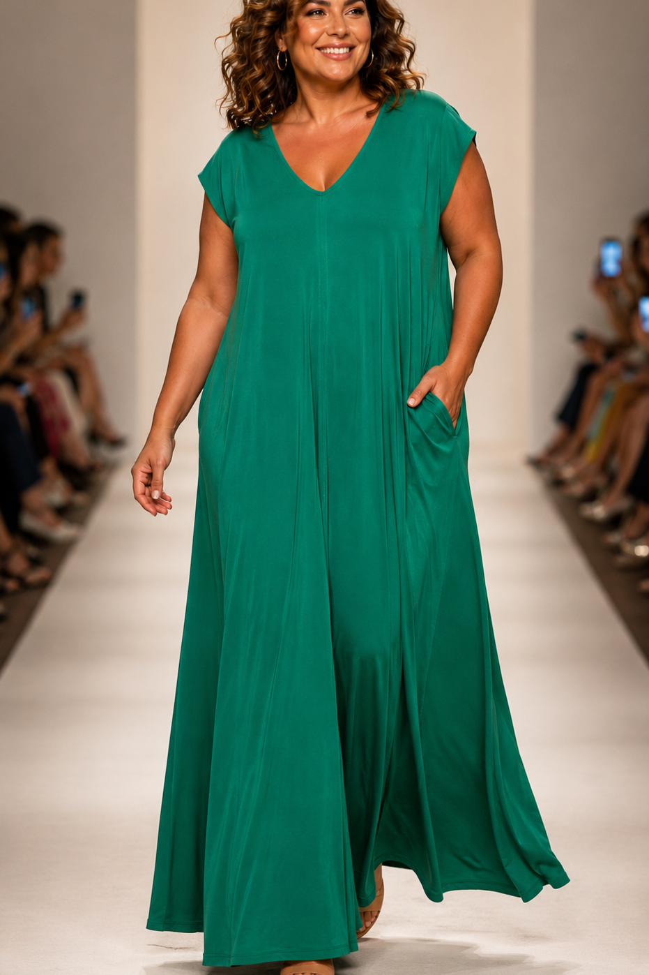 Vestido Largo Manga Mini LUCÍA Esmeralda