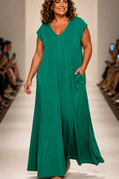 Vestido Largo Manga Mini LUCÍA Esmeralda