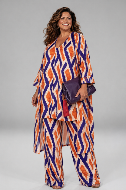 LUSET Long Dress with IKAT Print