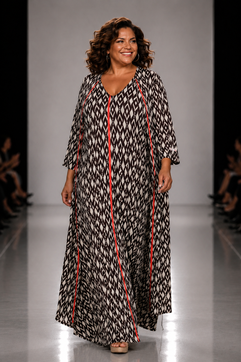LUSET Long Dress with IKAT Print