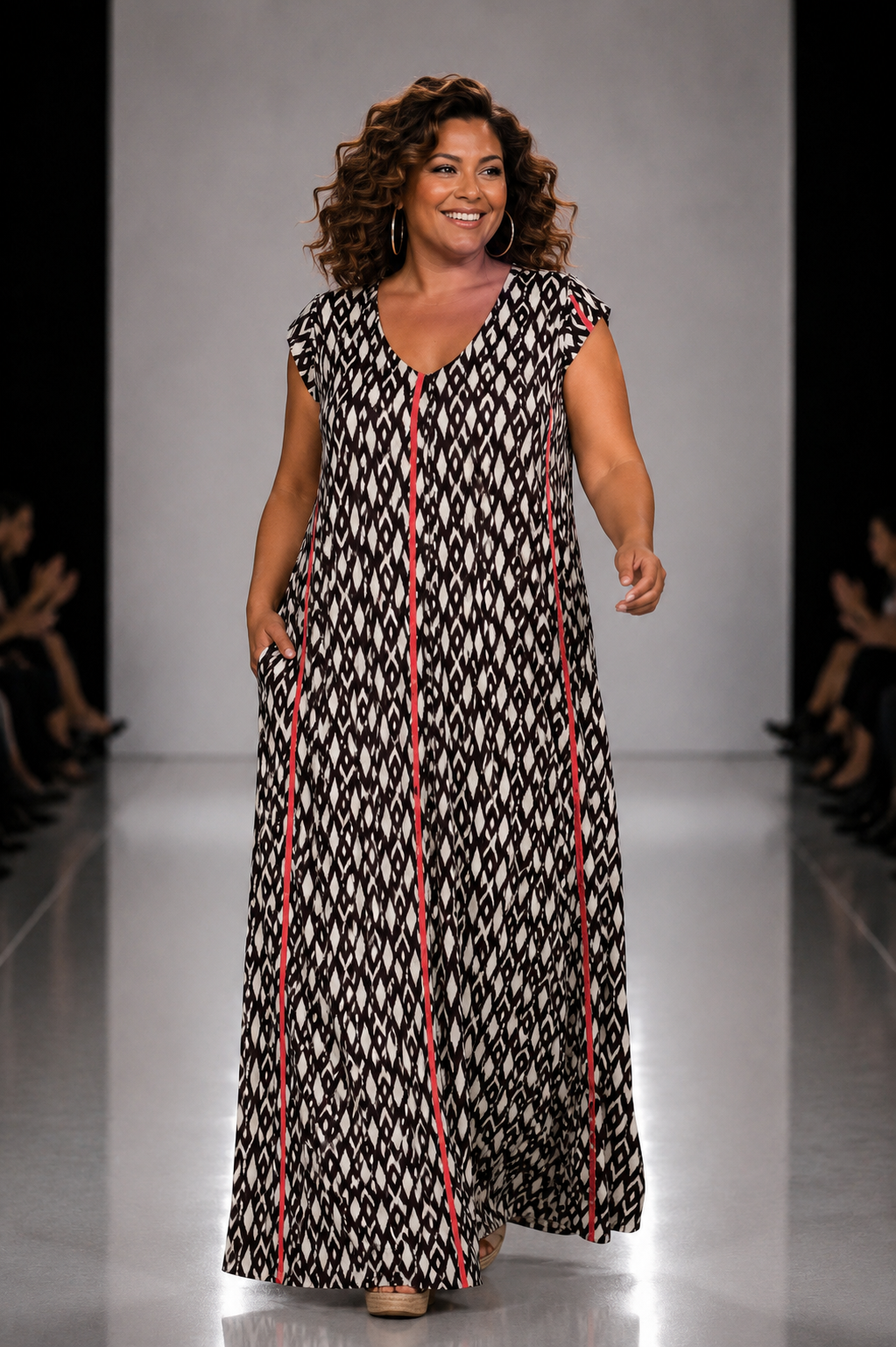 LUSET Long Dress with IKAT Print