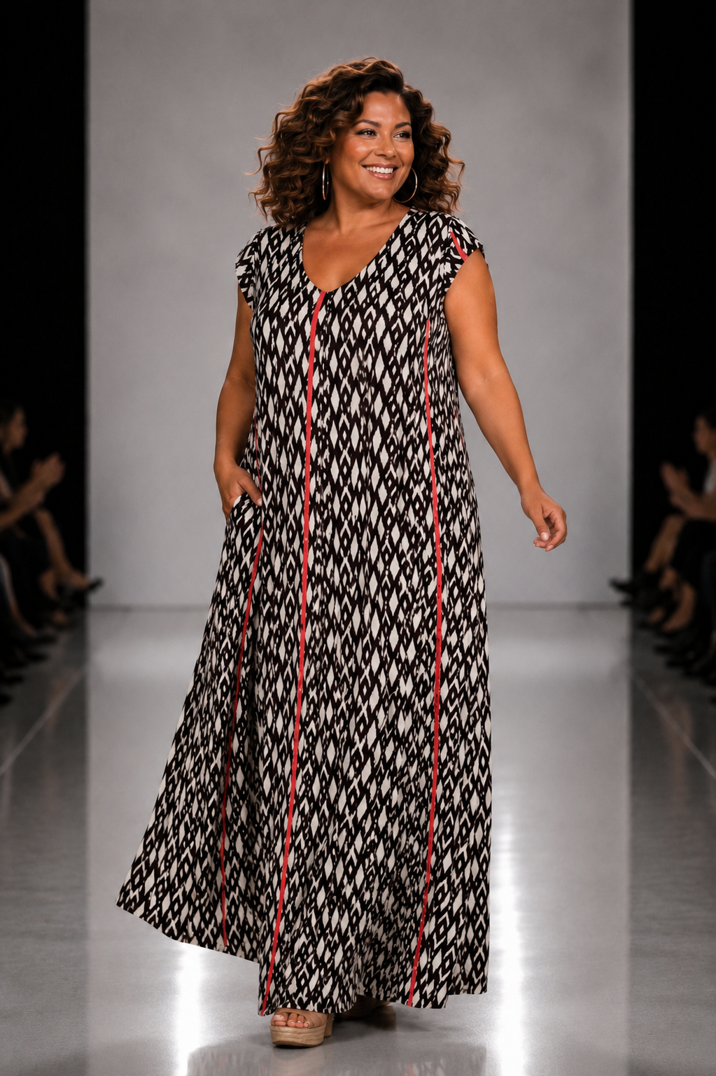 LUSET Long Dress with IKAT Print