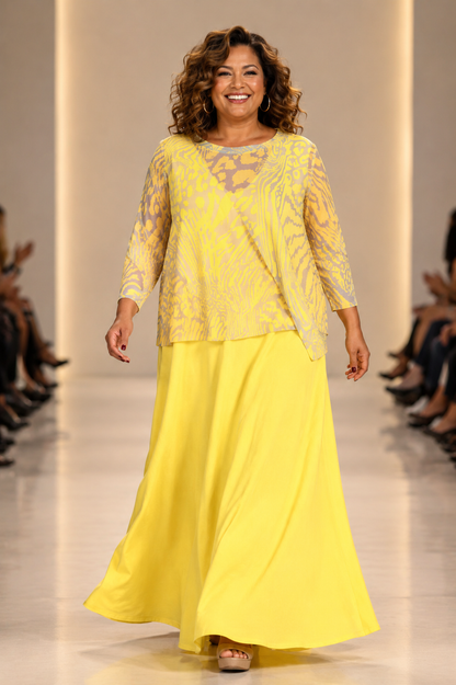 LUSET Long Dress with IKAT Print