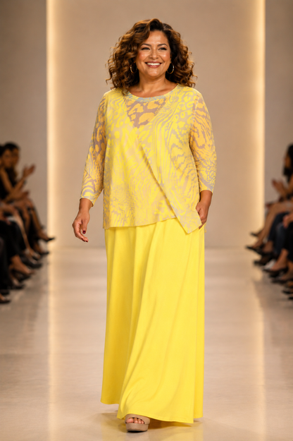 LUSET Long Dress with IKAT Print