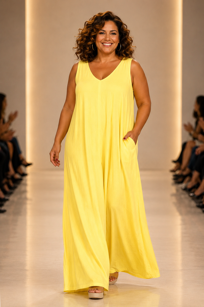 LUSET Long Dress with IKAT Print