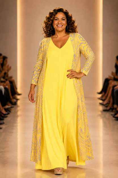 LUSET Long Dress with IKAT Print