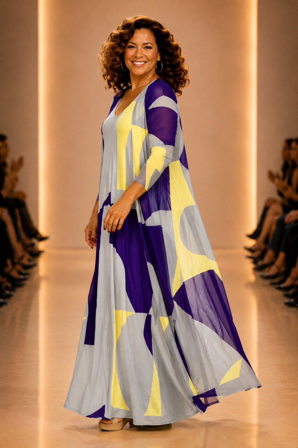 LUSET Long Dress with IKAT Print