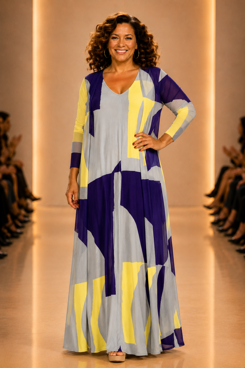 LUSET Long Dress with IKAT Print