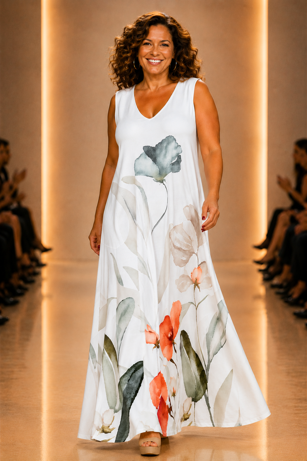 LUSET Long Dress with IKAT Print