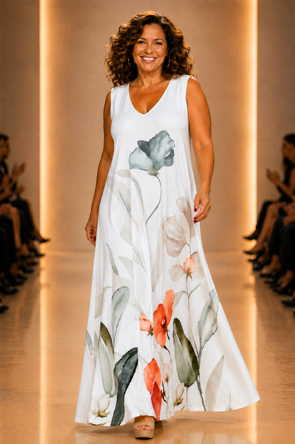 LUSET Long Dress with IKAT Print
