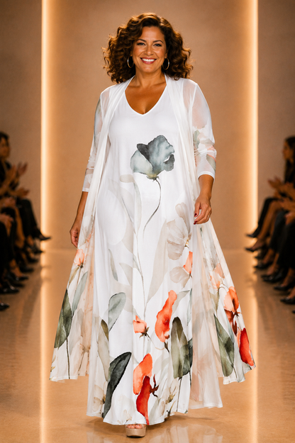 LUSET Long Dress with IKAT Print