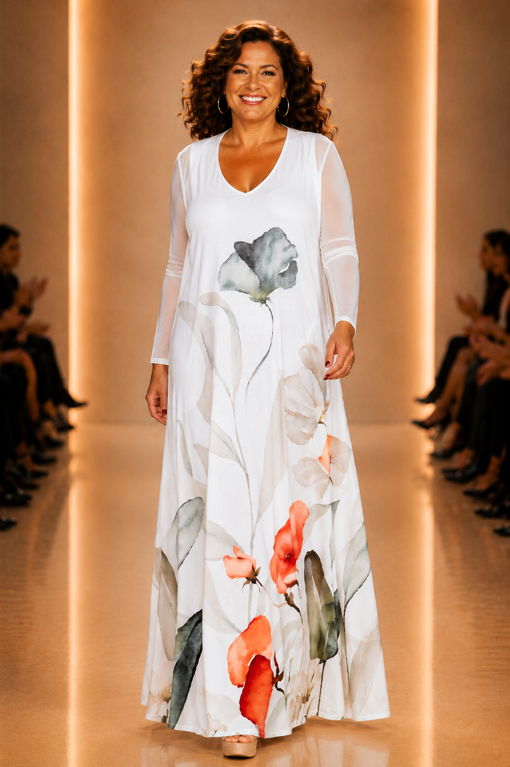 LUSET Long Dress with IKAT Print