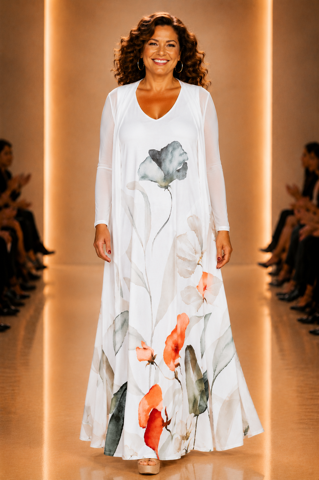 LUSET Long Dress with IKAT Print