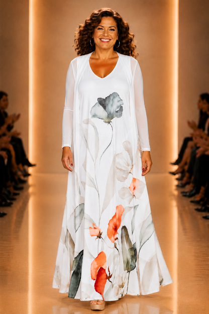 LUSET Long Dress with IKAT Print