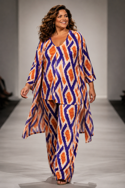 LUSET Long Dress with IKAT Print