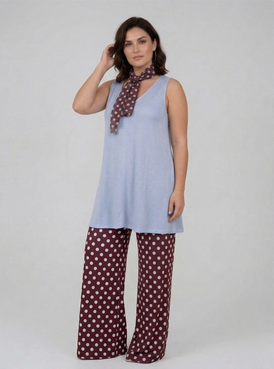 Top Largo Twist NIEVES Sin Mangas Modal Celeste