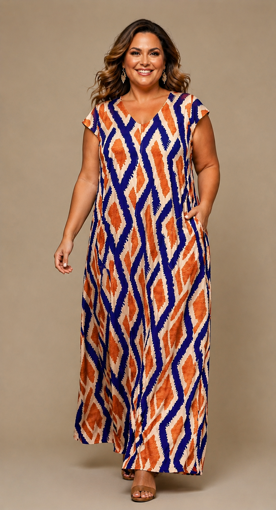 LUSET Long Dress with IKAT Print