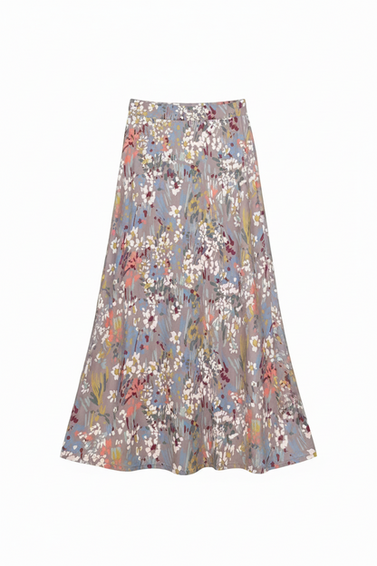 Falda Larga Evasé CORA Estampado Botánico
